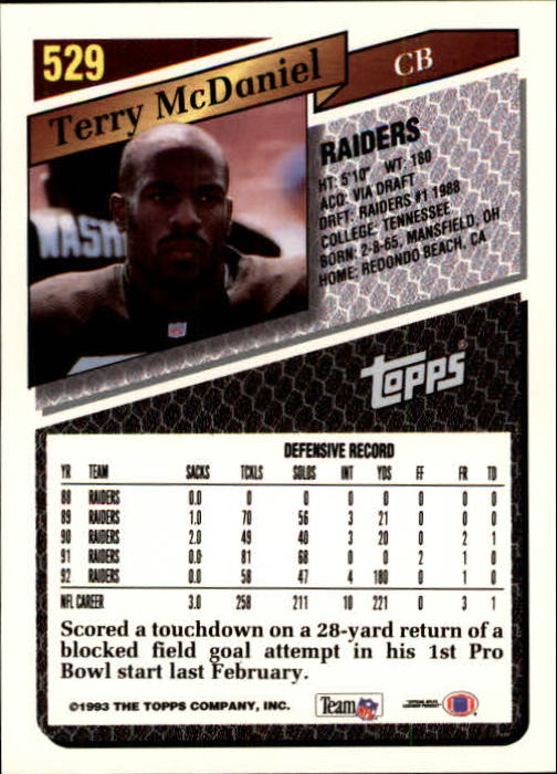 1993 Topps Football Gold (#441-660) Singles - You Choose - Picture 171 of 419