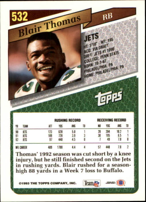 1993 Topps Football Gold (#441-660) Singles - You Choose - Picture 176 of 419