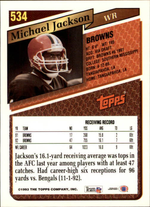 1993 Topps Football Gold (#441-660) Singles - You Choose - Picture 180 of 419