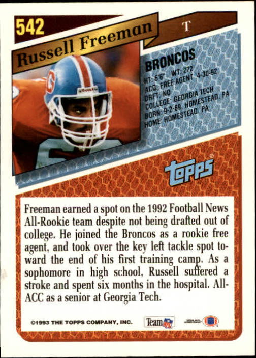 1993 Topps Football Gold (#441-660) Singles - You Choose - Picture 195 of 419