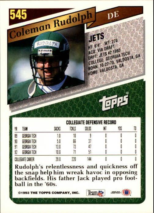 1993 Topps Football Gold (#441-660) Singles - You Choose - Picture 201 of 419