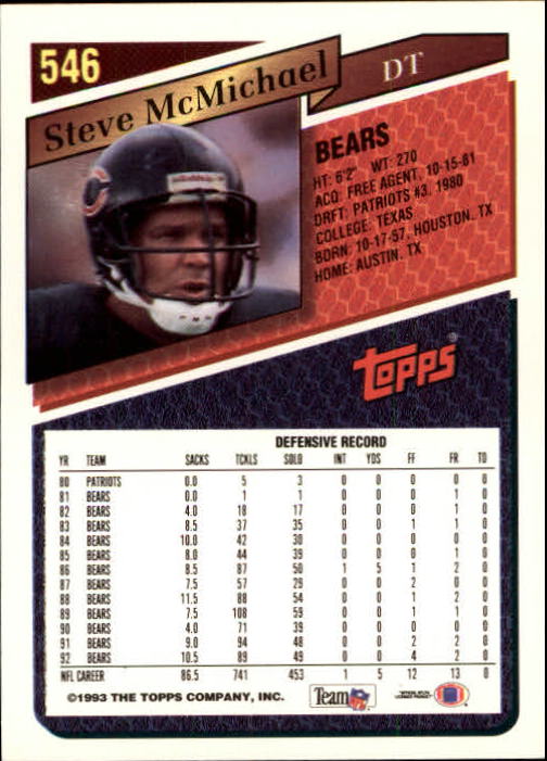 1993 Topps Football Gold (#441-660) Singles - You Choose - Picture 203 of 419
