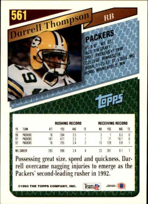 1993 Topps Football Gold (#441-660) Singles - You Choose - Picture 232 of 419