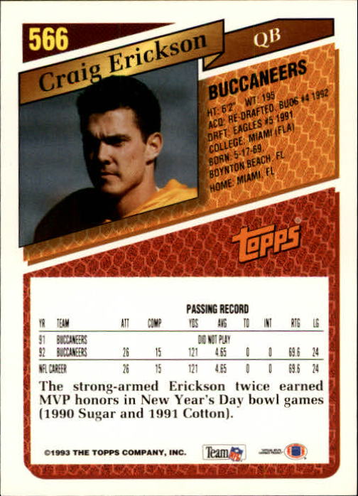 1993 Topps Football Gold (#441-660) Singles - You Choose - Picture 242 of 419