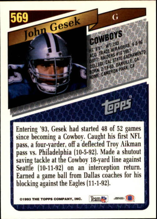 1993 Topps Football Gold (#441-660) Singles - You Choose - Picture 248 of 419