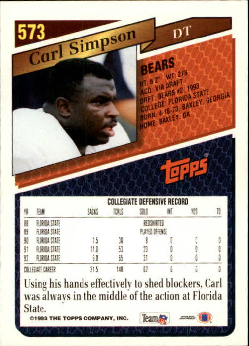 1993 Topps Football Gold (#441-660) Singles - You Choose - Picture 256 of 419