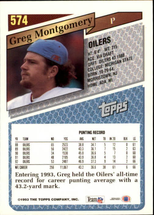 1993 Topps Football Gold (#441-660) Singles - You Choose - Picture 258 of 419