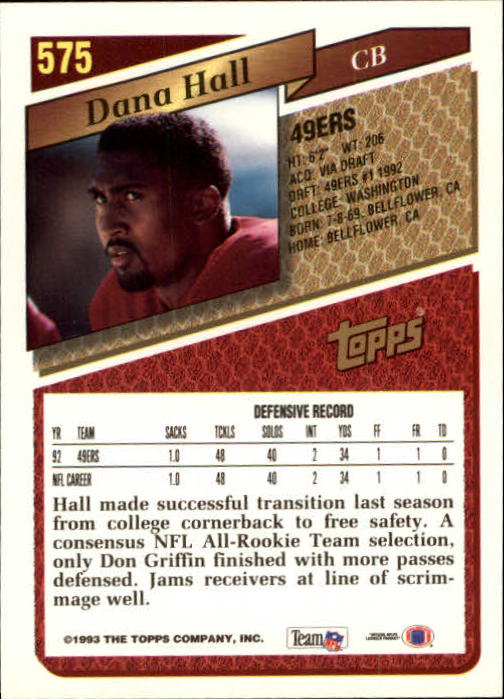 1993 Topps Football Gold (#441-660) Singles - You Choose - Picture 260 of 419