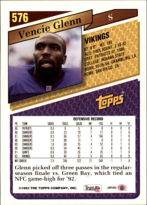 1993 Topps Football Gold (#441-660) Singles - You Choose - Picture 262 of 419