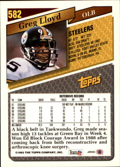 1993 Topps Football Gold (#441-660) Singles - You Choose - Picture 272 of 419
