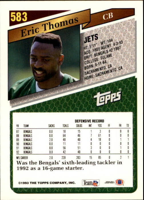 1993 Topps Football Gold (#441-660) Singles - You Choose - Picture 274 of 419