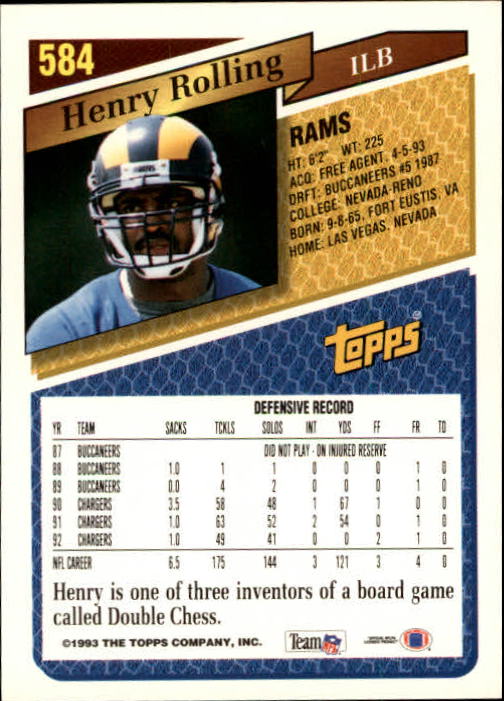 1993 Topps Football Gold (#441-660) Singles - You Choose - Picture 276 of 419