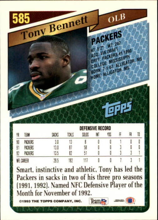 1993 Topps Football Gold (#441-660) Singles - You Choose - Picture 278 of 419