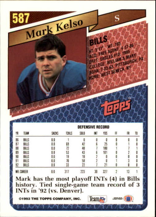 1993 Topps Football Gold (#441-660) Singles - You Choose - Picture 282 of 419