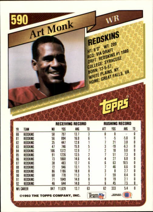 1993 Topps Football Gold (#441-660) Singles - You Choose - Picture 288 of 419