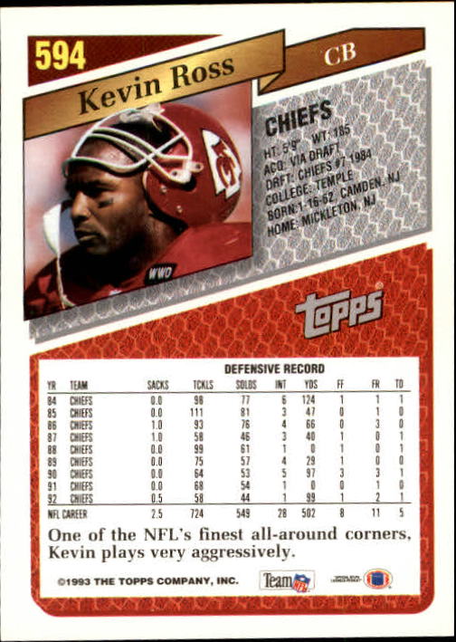 1993 Topps Football Gold (#441-660) Singles - You Choose - Picture 296 of 419