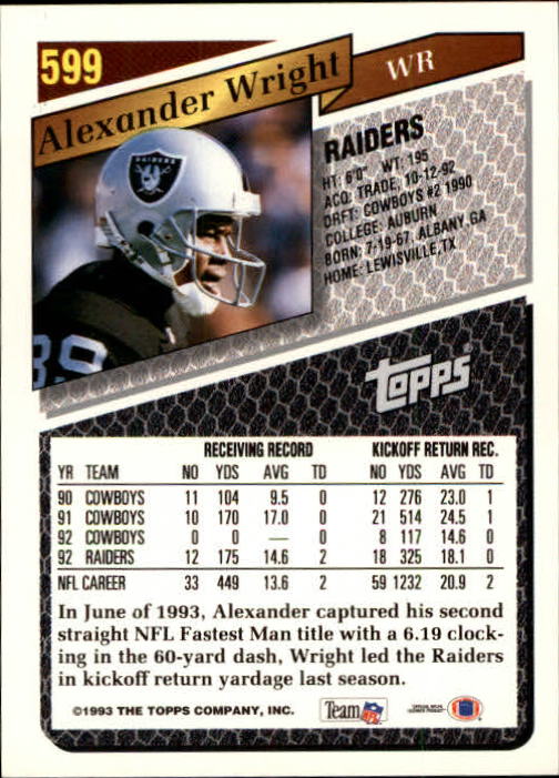 1993 Topps Football Gold (#441-660) Singles - You Choose - Picture 304 of 419