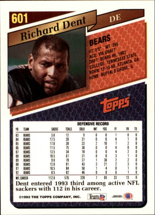 1993 Topps Football Gold (#441-660) Singles - You Choose - Picture 308 of 419