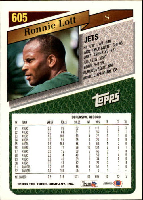 1993 Topps Football Gold (#441-660) Singles - You Choose - Picture 315 of 419