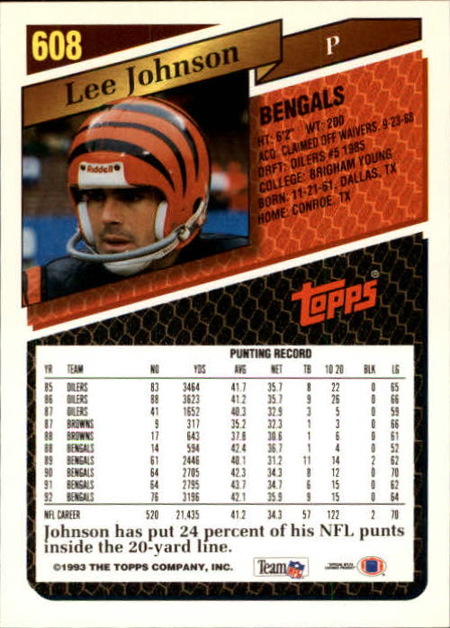 1993 Topps Football Gold (#441-660) Singles - You Choose - Picture 321 of 419