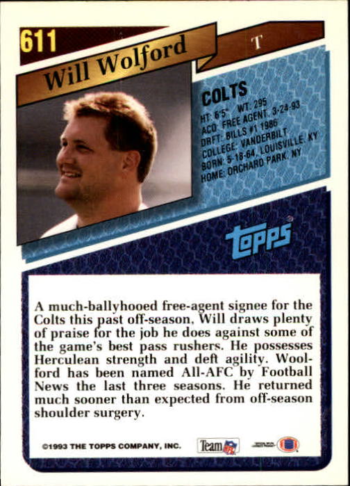 1993 Topps Football Gold (#441-660) Singles - You Choose - Picture 327 of 419