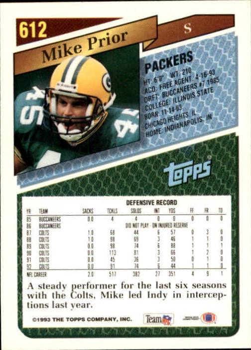 1993 Topps Football Gold (#441-660) Singles - You Choose - Picture 329 of 419