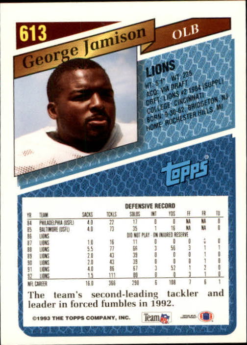 1993 Topps Football Gold (#441-660) Singles - You Choose - Picture 331 of 419