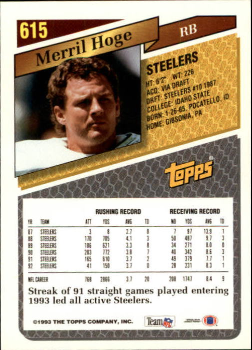 1993 Topps Football Gold (#441-660) Singles - You Choose - Picture 335 of 419