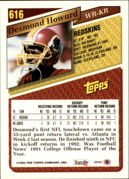 1993 Topps Football Gold (#441-660) Singles - You Choose - Picture 337 of 419
