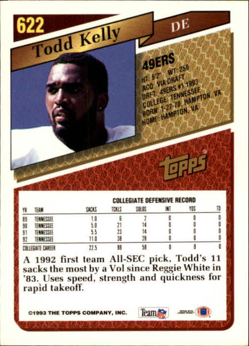 1993 Topps Football Gold (#441-660) Singles - You Choose - Picture 348 of 419
