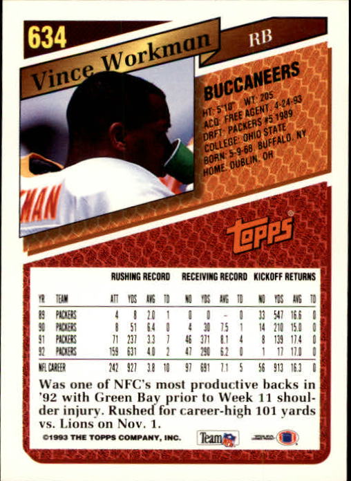 1993 Topps Football Gold (#441-660) Singles - You Choose - Picture 372 of 419