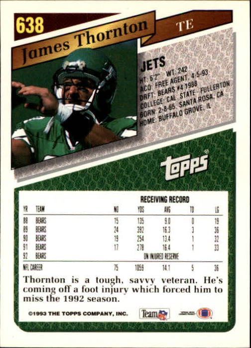 1993 Topps Football Gold (#441-660) Singles - You Choose - Picture 379 of 419