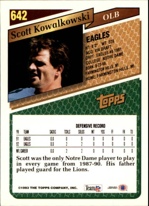 1993 Topps Football Gold (#441-660) Singles - You Choose - Picture 386 of 419