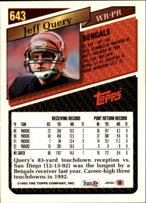 1993 Topps Football Gold (#441-660) Singles - You Choose - Picture 388 of 419