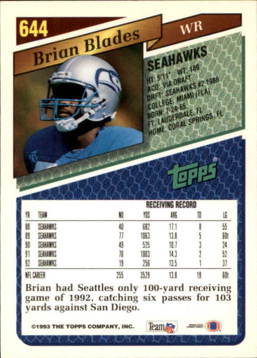 1993 Topps Football Gold (#441-660) Singles - You Choose - Picture 390 of 419