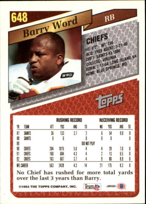 1993 Topps Football Gold (#441-660) Singles - You Choose - Picture 396 of 419