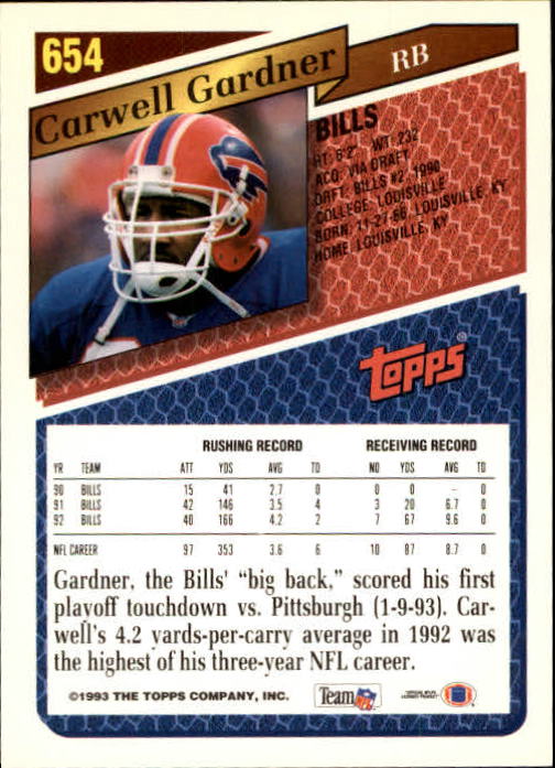 1993 Topps Football Gold (#441-660) Singles - You Choose - Picture 407 of 419