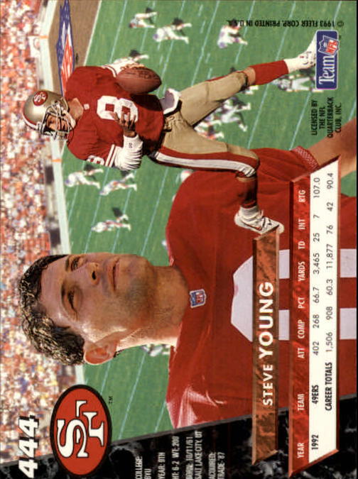 1993 Ultra #444 Steve Young back image