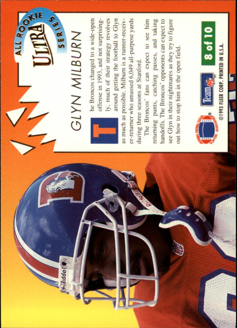 1993 Ultra All-Rookies #8 Glyn Milburn back image