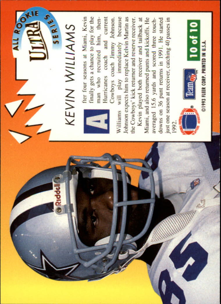 1993 Ultra All-Rookies #10 Kevin Williams WR back image