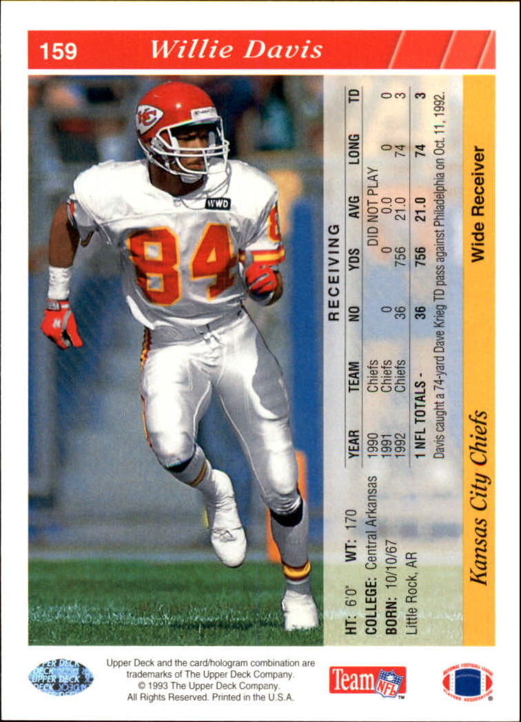 Willie Davis autographed Football Card (Kansas City Chiefs) 1993 Fleer #84