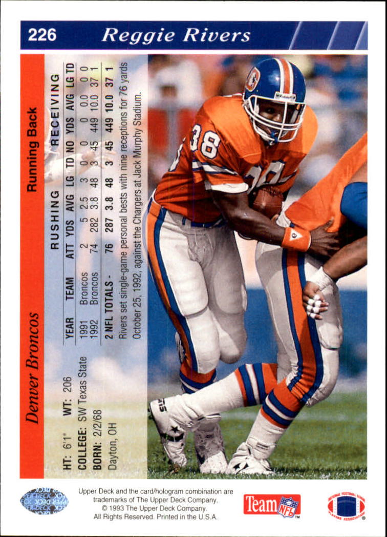 1993 Upper Deck #226 Reggie Rivers RC - NM-MT - GamesandCards.com