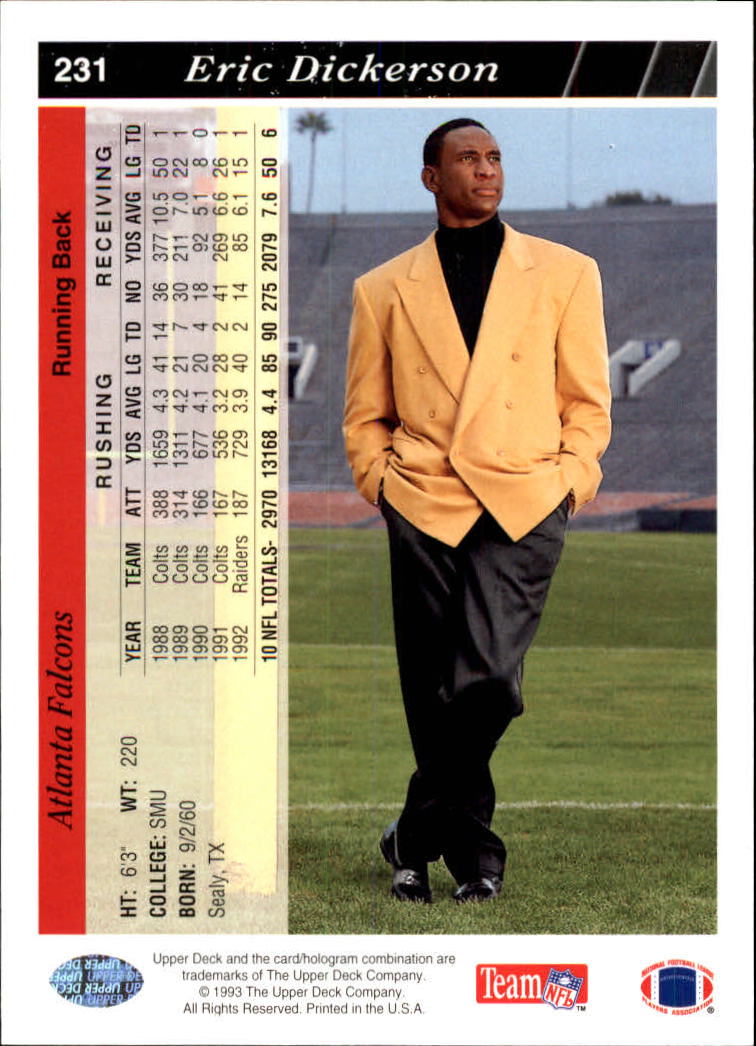 1993 Upper Deck #231 Eric Dickerson back image