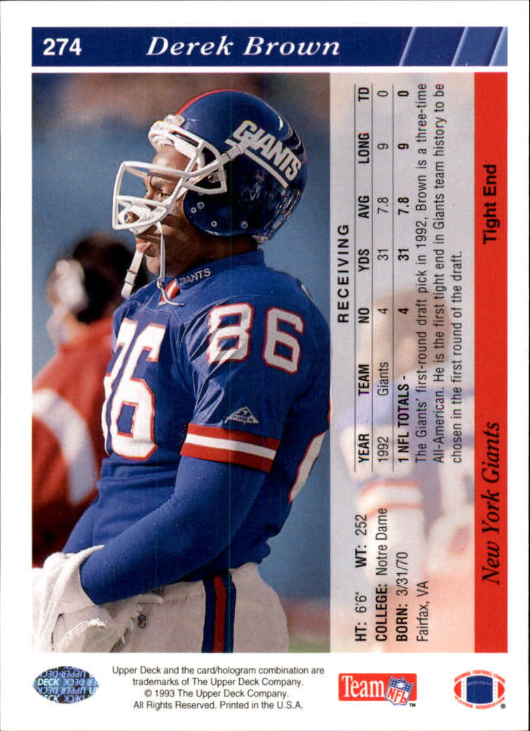 1993 Upper Deck Football "Main Set" Cards #251 to #500 Rookies and Veterans - Picture 49 of 500