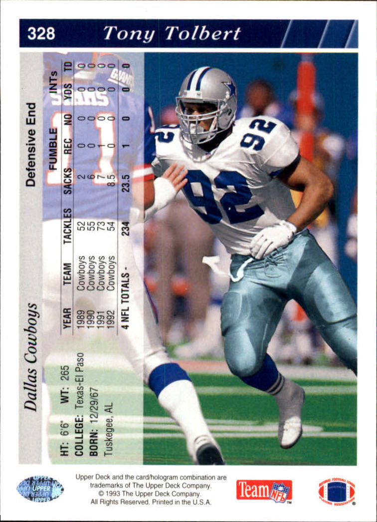 1993 Upper Deck Football "Main Set" Cards #251 to #500 Rookies and Veterans - Picture 156 of 500