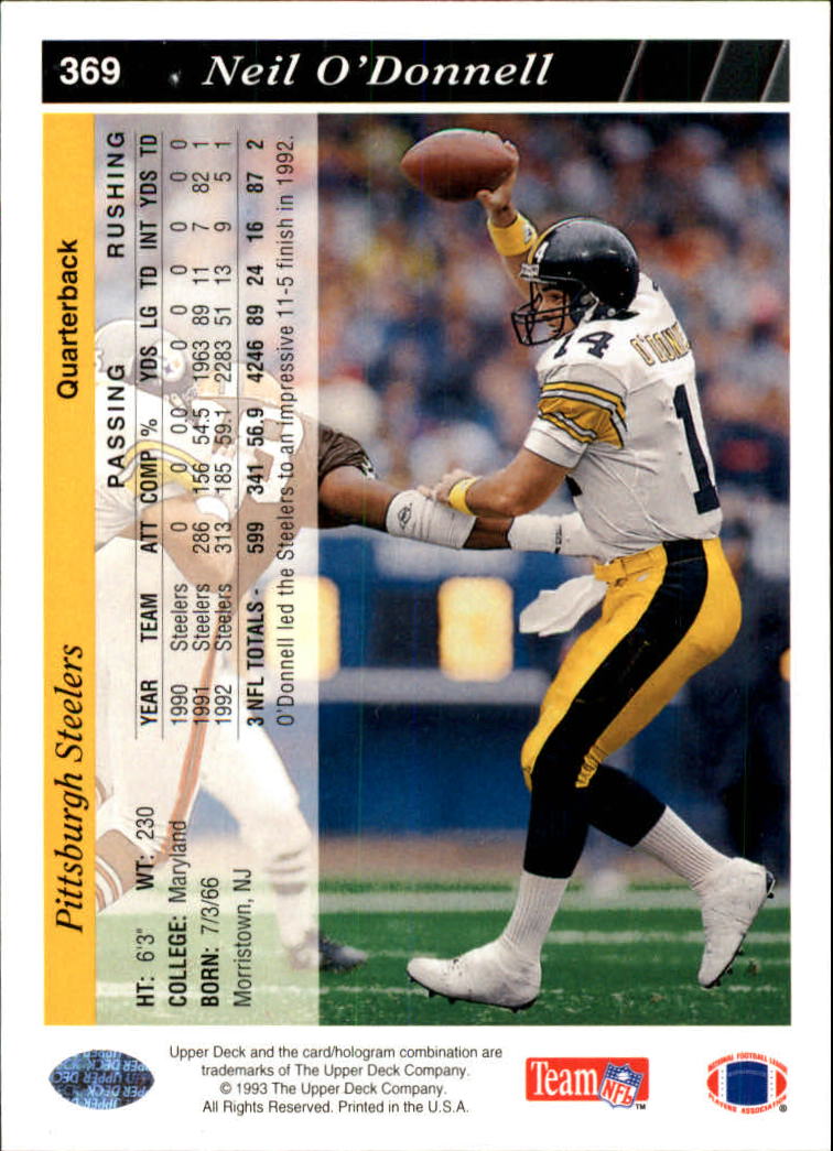 1993 Upper Deck Football "Main Set" Cards #251 to #500 Rookies and Veterans - Picture 238 of 500
