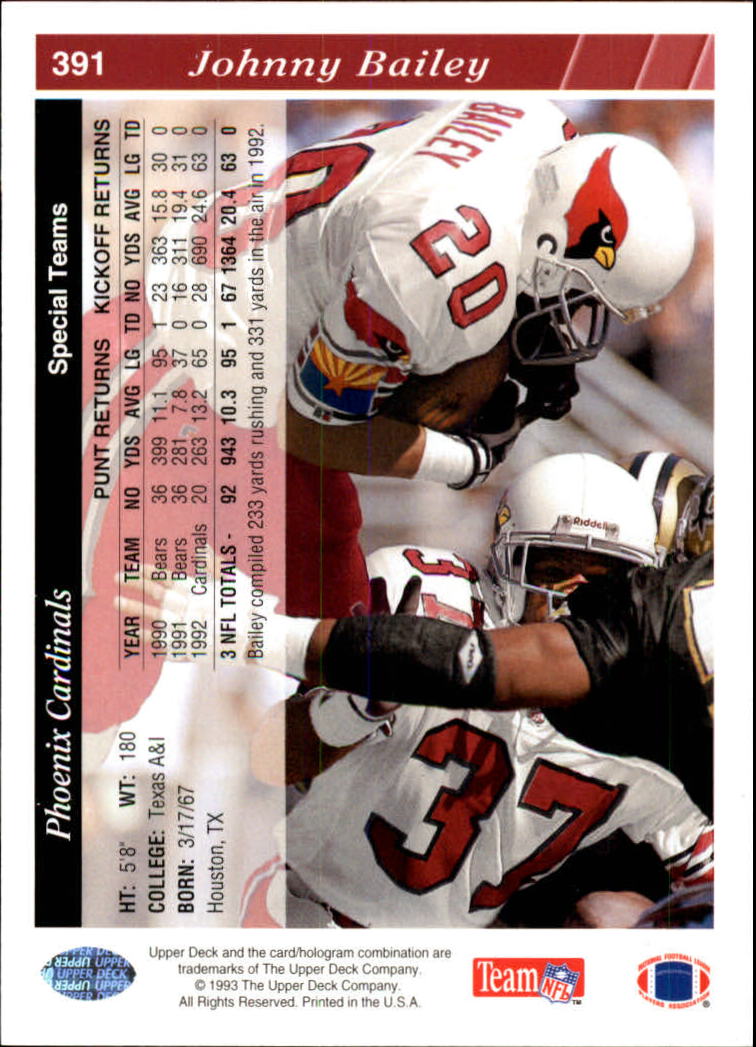 1993 Upper Deck Football "Main Set" Cards #251 to #500 Rookies and Veterans - Picture 282 of 500