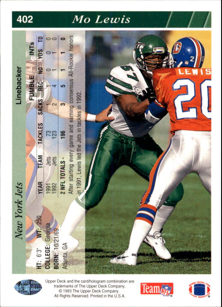 1993 Upper Deck Football "Main Set" Cards #251 to #500 Rookies and Veterans - Picture 304 of 500