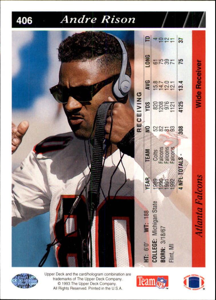 1993 Upper Deck #406 Andre Rison back image