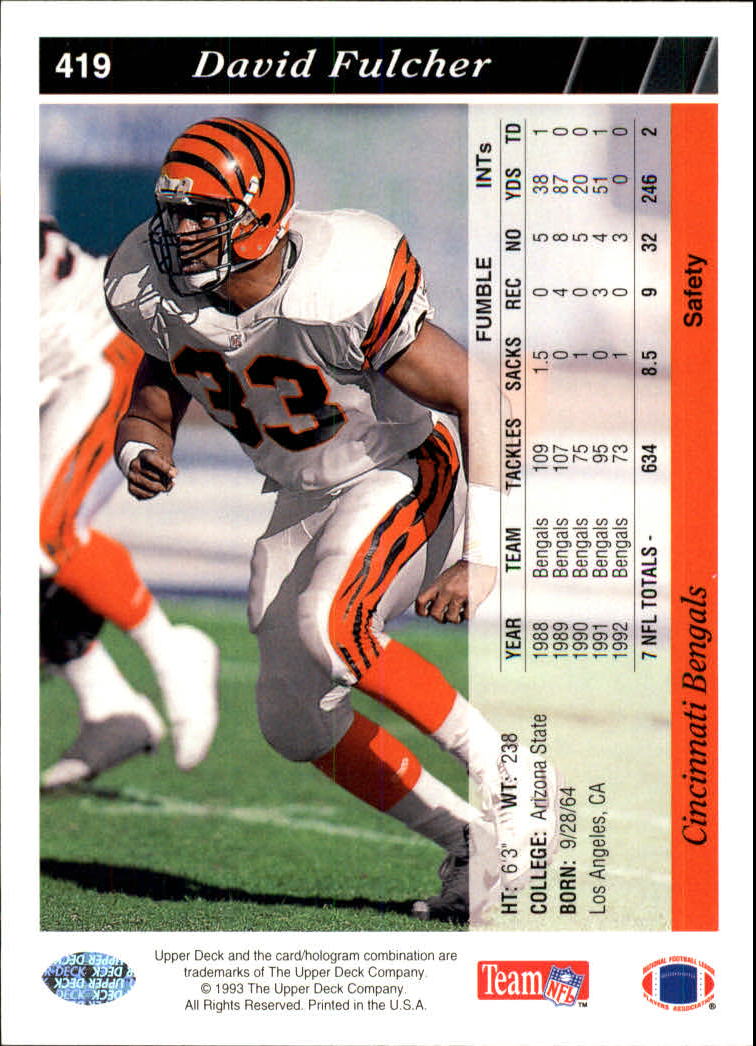 David Fulcher Rookie 1988 Topps #349 Cincinnati Bengals | mancavecards